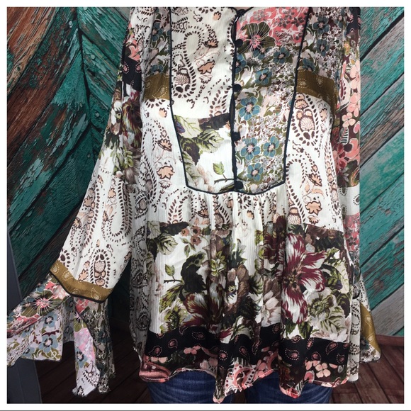 Zara Floral Boho Button Front Blouse - Picture 5 of 6